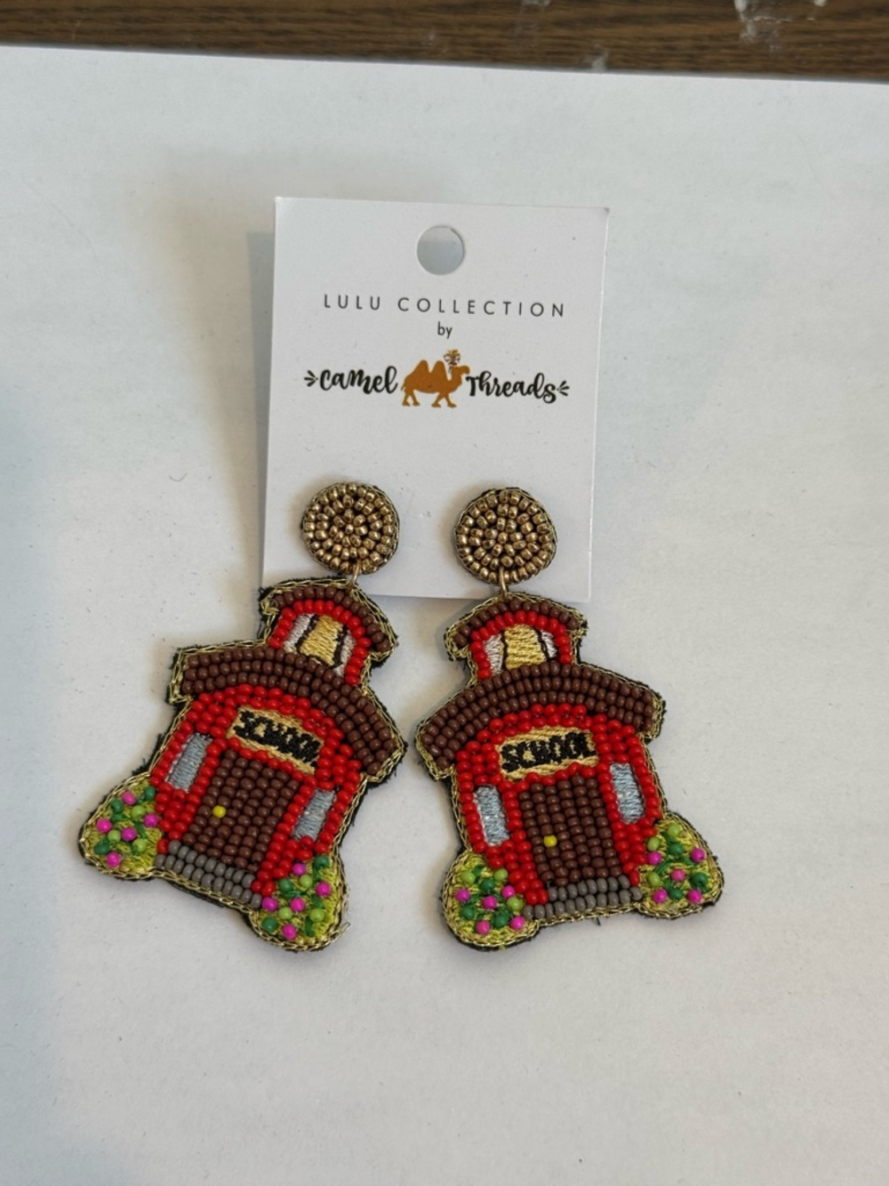 NWT Camel Threads-Lulu Collection Beaded School House Drop Earrings